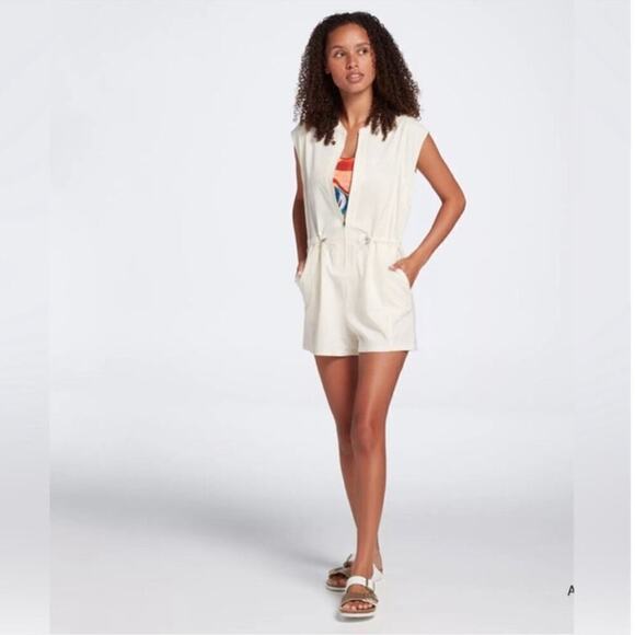 Calia Soft Utility Romper Shorts  Sleeveless Lightweight Cream size XL Relaxed - Picture 16 of 16